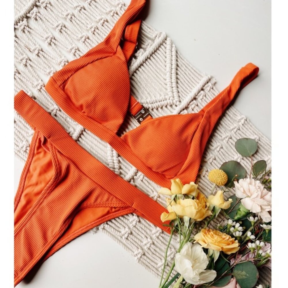5⭐RATED Burnt Orange and Gold Two Piece Bikini